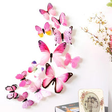 Load image into Gallery viewer, 12pcs/lot 3D PVC Wall Stickers Magnet Butterflies DIY Fridge Magnet stickers Home Decor Poster Kids Rooms Wall Room Decoration -38-