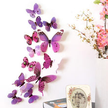 Load image into Gallery viewer, 12pcs/lot 3D PVC Wall Stickers Magnet Butterflies DIY Fridge Magnet stickers Home Decor Poster Kids Rooms Wall Room Decoration -38-