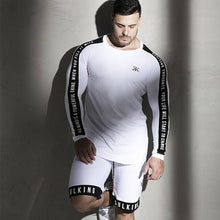 Load image into Gallery viewer, New Fashion High-elasticity Sporting T-shirt Men long Sleeve Fitness T shirt Men's solid gyms Bodybuilding T-shirt Tee--124--