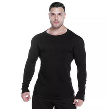 Load image into Gallery viewer, New Fashion High-elasticity Sporting T-shirt Men long Sleeve Fitness T shirt Men's solid gyms Bodybuilding T-shirt Tee--124--