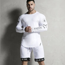 Load image into Gallery viewer, New Fashion High-elasticity Sporting T-shirt Men long Sleeve Fitness T shirt Men's solid gyms Bodybuilding T-shirt Tee--124--