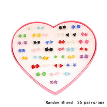 Load image into Gallery viewer, 14Design 36Pairs/set Mix Mini Handmade Flower Clay Earring Stud Sets Fruit Earring Set For Child With Heart Box Earrings Jewelry--169--