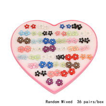 Load image into Gallery viewer, 14Design 36Pairs/set Mix Mini Handmade Flower Clay Earring Stud Sets Fruit Earring Set For Child With Heart Box Earrings Jewelry--169--