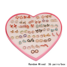 Load image into Gallery viewer, 14Design 36Pairs/set Mix Mini Handmade Flower Clay Earring Stud Sets Fruit Earring Set For Child With Heart Box Earrings Jewelry--169--