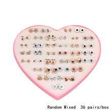 Load image into Gallery viewer, 14Design 36Pairs/set Mix Mini Handmade Flower Clay Earring Stud Sets Fruit Earring Set For Child With Heart Box Earrings Jewelry--169--