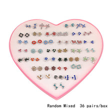 Load image into Gallery viewer, 14Design 36Pairs/set Mix Mini Handmade Flower Clay Earring Stud Sets Fruit Earring Set For Child With Heart Box Earrings Jewelry--169--