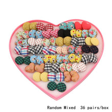 Load image into Gallery viewer, 14Design 36Pairs/set Mix Mini Handmade Flower Clay Earring Stud Sets Fruit Earring Set For Child With Heart Box Earrings Jewelry--169--