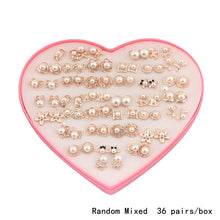 Load image into Gallery viewer, 14Design 36Pairs/set Mix Mini Handmade Flower Clay Earring Stud Sets Fruit Earring Set For Child With Heart Box Earrings Jewelry--169--