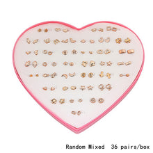 Load image into Gallery viewer, 14Design 36Pairs/set Mix Mini Handmade Flower Clay Earring Stud Sets Fruit Earring Set For Child With Heart Box Earrings Jewelry--169--