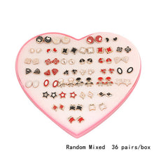Load image into Gallery viewer, 14Design 36Pairs/set Mix Mini Handmade Flower Clay Earring Stud Sets Fruit Earring Set For Child With Heart Box Earrings Jewelry--169--