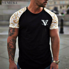 Load image into Gallery viewer, YEMEKE Brand T-Shirts 2018 Summer Short Sleeve O-neck Stripe Printed Loose Slim T shirt Mens Tops Tee --115--