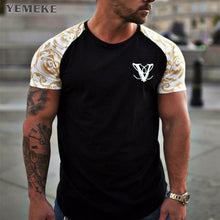 Load image into Gallery viewer, YEMEKE Brand T-Shirts 2018 Summer Short Sleeve O-neck Stripe Printed Loose Slim T shirt Mens Tops Tee --115--