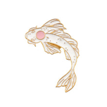 Load image into Gallery viewer, Pink White Koi Brooch Cute Goldfish Carp Enamel Pin Denim Lapel Fish Badge Family Kid Blessing Gifts Friends Personality Jewelry--174--