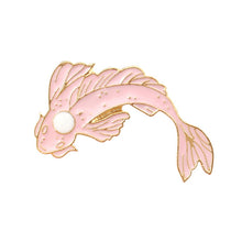 Load image into Gallery viewer, Pink White Koi Brooch Cute Goldfish Carp Enamel Pin Denim Lapel Fish Badge Family Kid Blessing Gifts Friends Personality Jewelry--174--