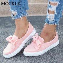 Load image into Gallery viewer, Women Loafers Plus Size Platform Slip On Bowtie Flat Shoes Sewing Casual Bowknot Shoe For Female Flock Moccasins Footwear--74-