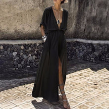 Load image into Gallery viewer, TWOTWINSTYLE Maxi Women's Dress Summer Beach V Neck Tunic High Waist Split Sexy Long Holiday Dresses 2018 Fashion Casual Clothes--90--