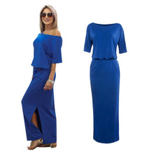 Load image into Gallery viewer, Women Dress Summer Long Maxi BOHO Evening with Pocket Holiday Off Shoulder Split Ladies Summer Beach Party Dress 2018--91--