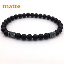 Load image into Gallery viewer, NAIQUBE 2018 New Fashion stone Bead Charm Bracelet Men Jewelry 6mm Matte Bead with Column Hematite Bracelet For Men Gift--153--