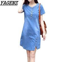 Load image into Gallery viewer, Korean Denim dress for women 2018 New Summer Casual Jeans Dress With button Pocket Sexy Denim Mini Dress Plus size 3XL A1425--102--
