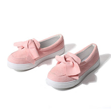 Load image into Gallery viewer, Women Loafers Plus Size Platform Slip On Bowtie Flat Shoes Sewing Casual Bowknot Shoe For Female Flock Moccasins Footwear--74-