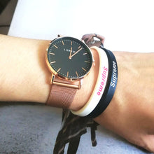 Load image into Gallery viewer, Lokior Luxury Women Watches Rose Gold Stainless Steel Mesh Band Quartz Wrist Watch Fashion Ladies Clock Relogio Feminino--182--