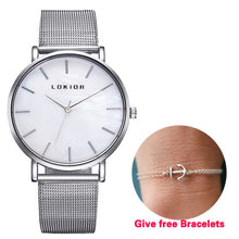 Load image into Gallery viewer, Lokior Luxury Women Watches Rose Gold Stainless Steel Mesh Band Quartz Wrist Watch Fashion Ladies Clock Relogio Feminino--182--