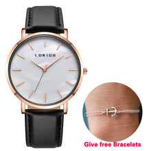 Load image into Gallery viewer, Lokior Luxury Women Watches Rose Gold Stainless Steel Mesh Band Quartz Wrist Watch Fashion Ladies Clock Relogio Feminino--182--
