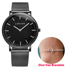 Load image into Gallery viewer, Lokior Luxury Women Watches Rose Gold Stainless Steel Mesh Band Quartz Wrist Watch Fashion Ladies Clock Relogio Feminino--182--