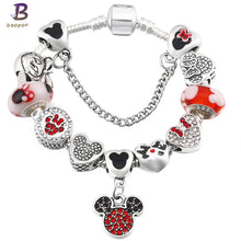 Load image into Gallery viewer, BAOPON A Variety of Design Charm Bracelet with Mickey Enamel Beads Women&amp;Child Glass Fine Bracelet Fit Women Jewelry--173--