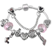 Load image into Gallery viewer, BAOPON A Variety of Design Charm Bracelet with Mickey Enamel Beads Women&amp;Child Glass Fine Bracelet Fit Women Jewelry--173--