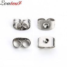 Load image into Gallery viewer, LOULEUR 50pcs/lot Stainless Steel Earring Back Plug Earring Settings Base Ear Studs Back Ear Stopper for Earring Jewelry Making-25-