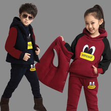 Load image into Gallery viewer, Boy Girls Winter Jacket Children Set Clothing Child Sports Thick Fleece Hoodies+ Pants+ Vest 3pcs Sweatshirts Suits kids clothes--131--