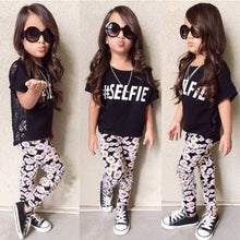 Load image into Gallery viewer, 2018 New Baby Girls Clothing 2-7Y Toddle Kids Summer Short Sleeve Lace Top Shirt Floral Pant 2pcs Outfit Children Clothes Set--126--
